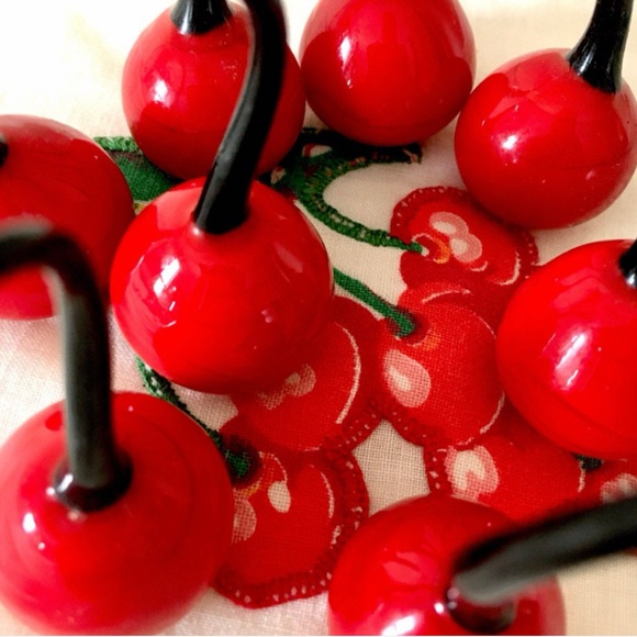 Other - Vintage Murano Glass Italy Red Cherries